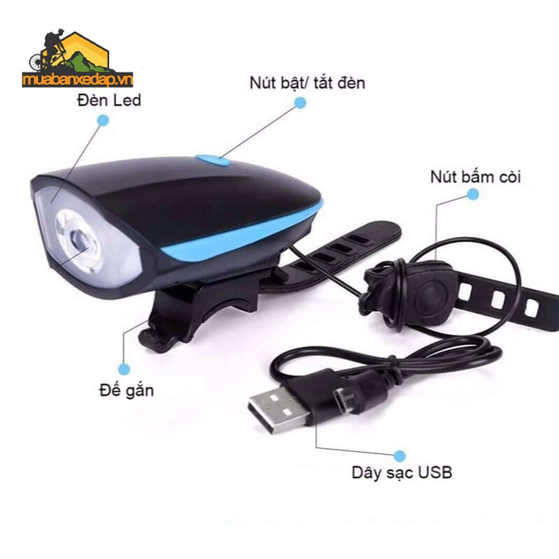 Đèn pin sạc kết hợp còi dành cho xe đạp F10 chống nước
